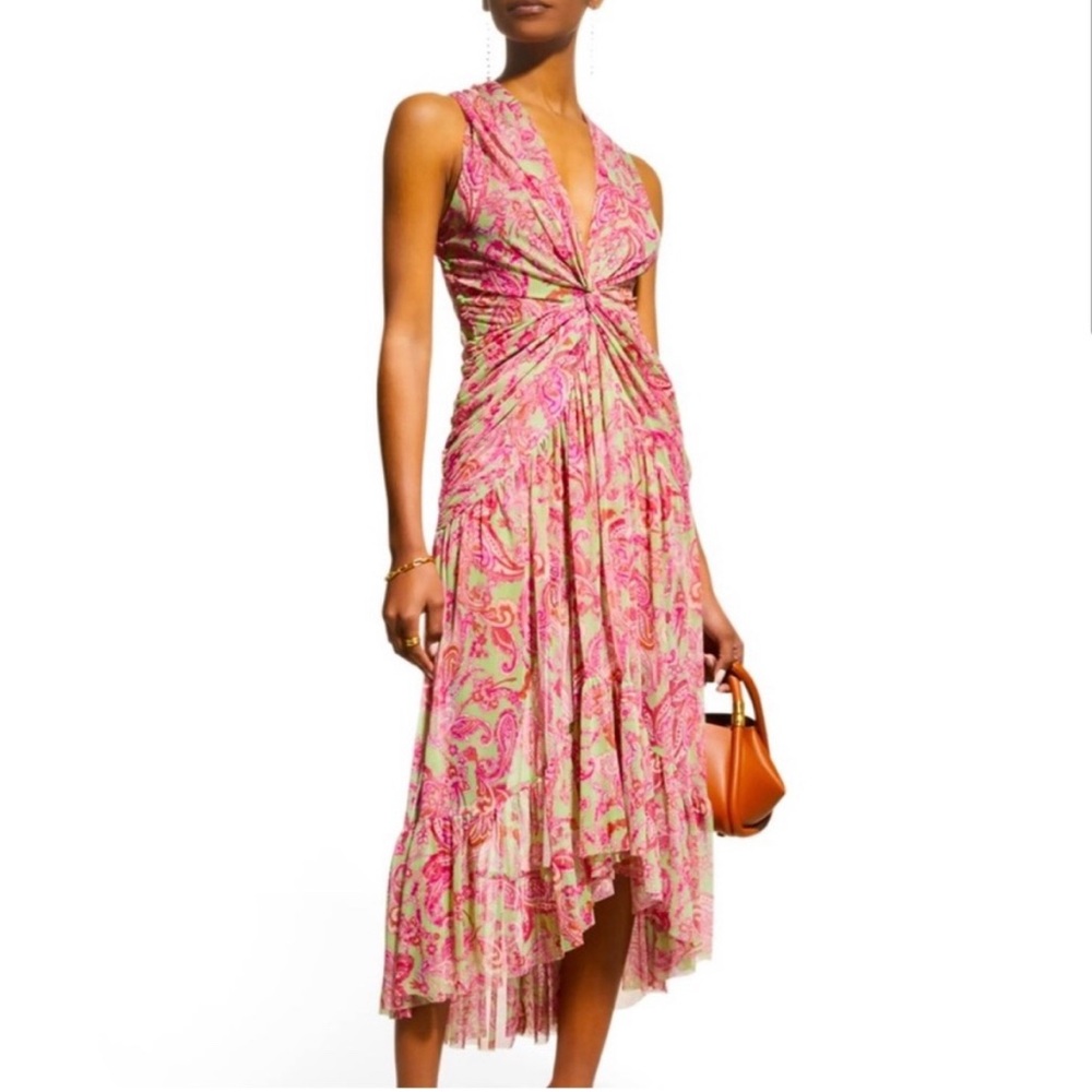 Misa Los Angeles Pink Paisley Midi Dress